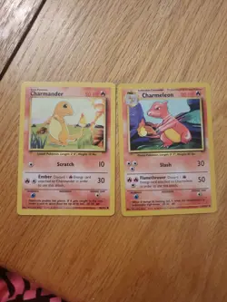 Charmander 64/102 & Chameleon 24/102 Pokemon Card Base Set Lot WOTC 1999 LP - Image 1
