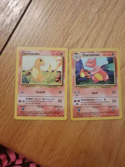 Charmander 64/102 & Chameleon 24/102 Pokemon Card Base Set Lot WOTC 1999 LP - Image 2