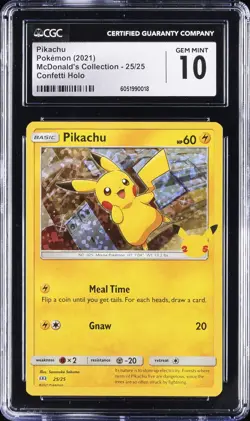 2021 POKEMON MCDONALD'S COLLECTION CONFETTI HOLO #25 PIKACHU CGC 10 GEM MINT - Image 1