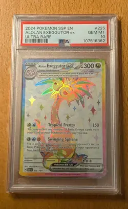 Pokemon TCG Alolan Exeggutor EX 225/191 PSA 10 Gem Mint Surging Sparks 2024 EN - Image 1