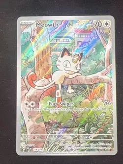 Pokemon TCG Card Meowth 106/094 PFL Phantsmal Flames Illustration Rare Holo Mint - Image 1