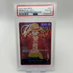 One Piece Monkey D. Luffy Super Pre Release ST01-001 Leader PSA 10 - Image 1