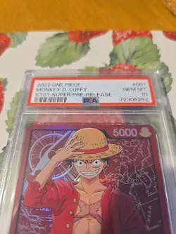 One Piece Monkey D. Luffy Super Pre Release ST01-001 Leader PSA 10 - Image 2