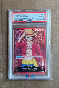 2022 One Piece Monkey D. Luffy Super Pre-Release ST01 #001 PSA 10 - Image 1