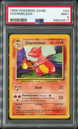 CHARMELEON 1999 POKEMON GAME BASE SET UNLIMITED #24 PSA 9 - Image 1
