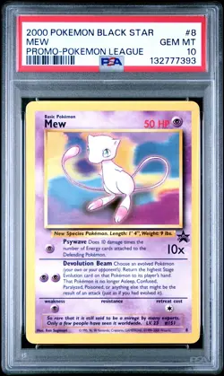 2000 POKEMON PROMO BLACK STAR POKEMON LEAGUE #8 MEW PSA 10 - Image 1