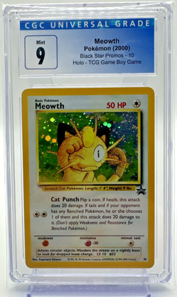 2000 Pokemon Meowth Game Boy Black Star Promo Holo #10 CGC 9 - Image 1