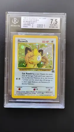 Pokemon Meowth 2000 Game Boy Black Star Promo #10 Graded CGC 7.5 Holo SWIRL - Image 1