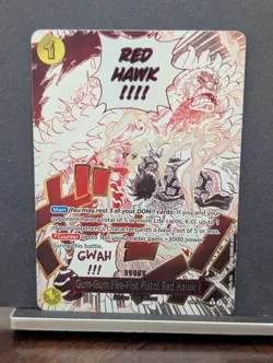 Gum-Gum Fire-Fist Pistol Red Hawk Alt Art OP11-114 One Piece Rare Card TCG - Image 1