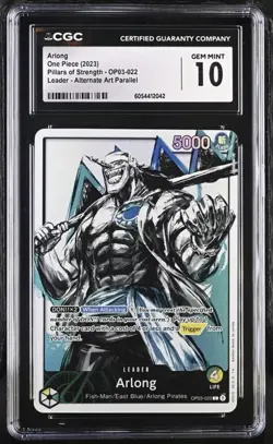 One Piece Card Game TCG OP03-022 Arlong Alt Art Leader CGC 10 - Image 1