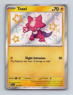 Toxel 140 2024 Pokemon Paldean Fates Shiny Rare Holo Card NM+ - Image 1