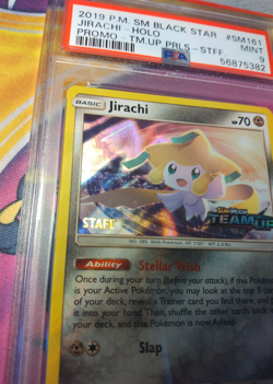Pokemon Jirachi Team Up SM161 Prerelease Staff Promo Card PSA 9 - Image 3