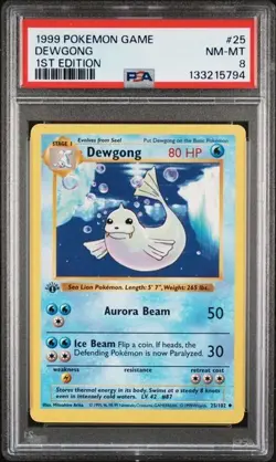 1999 Pokemon Base Set Shadowless 1st Edition, Dewgong #25, PSA 8 - Image 1