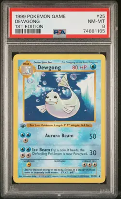 1999 POKEMON BASE SET 1ST EDITION #25 DEWGONG PSA 8 - Image 1