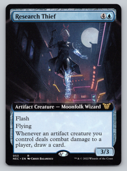 Research Thief Extended Art - Commander Kamigawa: Neon Dynasty MTG - Image 1