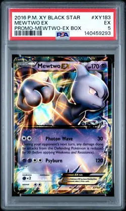 2016 POKEMON XY BLACK STAR PROMO MEWTWO-EX BOX #XY183 MEWTWO EX PSA 5 - Image 1
