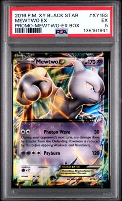 2016 POKEMON XY BLACK STAR PROMO MEWTWO-EX BOX #XY183 MEWTWO EX PSA 5 - Image 1
