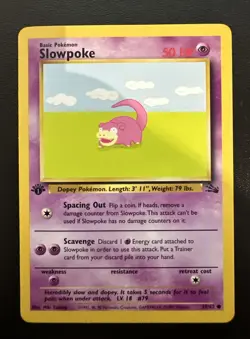 Pokemon TCG WOTC Fossil Slowpoke 1st Edition Common Card 55/62 NM - Image 1