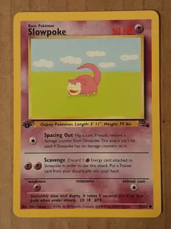 Pokemon Slowpoke 55/62 Fossil 1st Edition Common NM See Pictures - Image 1