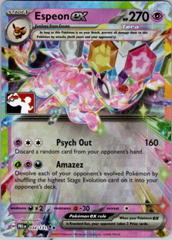 Stamped Espeon EX #034/131 - Pokemon TCG Prize Pack Series 7 - Play Stamp - Image 1