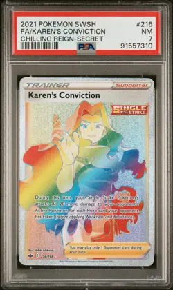 2021 POKEMON SWORD & SHIELD #216 FA/KAREN'S CONVICTION CHILLING REIGN-SECRET - Image 1
