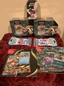 Pokemon TCG Bundle 2 Great Tusks Tin, 2 Journey Together Pack, Mini Tin 3 Bliste - Image 1