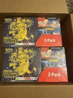 NEW Pokemon Surging Sparks ETB + Booster Bundle Costco 2-Pack - Lot of 2 Bundles - Image 1