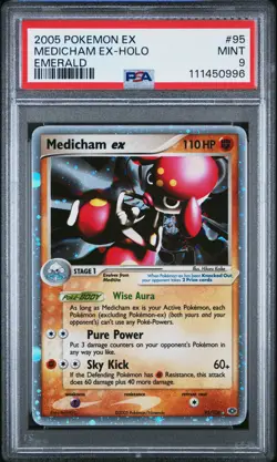 2005 POKEMON EX EMERALD #95 MEDICHAM EX-HOLO PSA 9 - Image 1