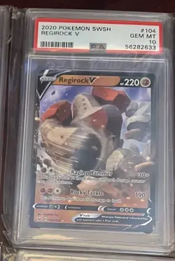 2020 Pokemon Sword & Shield Base Set Regirock V #104 PSA 10 - Image 1