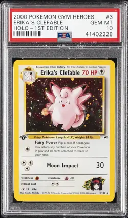 2000 POKEMON GYM HEROES HOLO-1ST ED #3 ERIKA'S CLEFABLE PSA 10 - Image 1