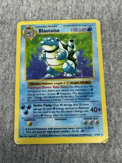 1999 Pokemon Blastoise Holo Rare Base Set, Shadowless, 2/102 - Image 3