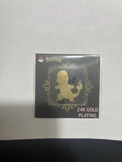 Pokemon 24k Gold Plated Sticker Charmander, Squirtle, And Bulbasaur 3 Starters - Image 1