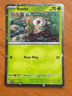 Pokemon TCG 013/197 Rowlet Regular Common Obsidian Flames Near Mint - Image 1