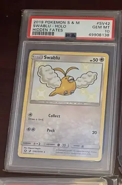 2019 POKEMON SUN & MOON HIDDEN FATES #SV42 SWABLU-HOLO PSA 10 - Image 1