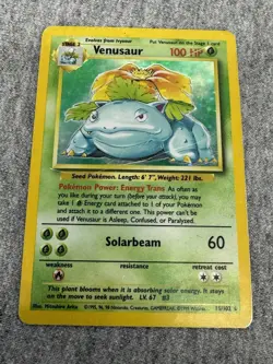 Pokemon TCG Venusaur Holo Base Set Rare 15/102 - Image 1