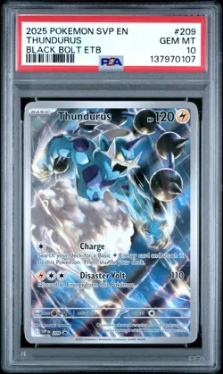 2025 POKEMON SVP BLACK BOLT ETB PROMO #209 THUNDURUS PSA 10 - Image 1