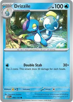 Drizzile - 040/132 - Common - Reverse Holo NM, English Pokemon Mega Evolution Ba - Image 1