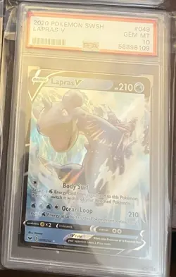 2020 Pokemon Sword & Shield Base Set Lapras V #049 PSA 10 - Image 1