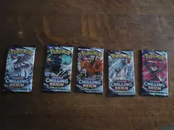 Awesome Pokemon chilling reign Booster Packs Factory Sealed All 5 Art Sets - Image 1