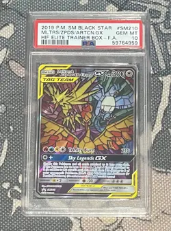 Pokemon TCG Moltres Zapdos Articuno GX SM210 Hidden Fate Promo Card PSA 10 - Image 1