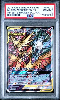 PSA 10 Moltres & Zapdos & Articuno GX SM210 Promo - Pokemon TCG Black Star Promo - Image 1