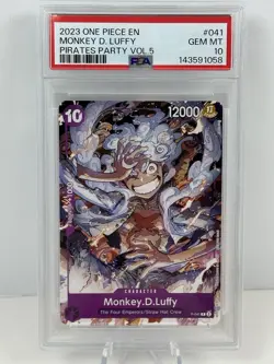 2023 ONE PIECE MONKEY D. LUFFY PIRATE PARTY VOL. 5 PSA 10 Promo P-041 English - Image 1