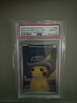 Pokemon Pikachu Grey Felt Hat Van Gogh 085 Promo Graded PSA 10 Gem Mint - Image 1