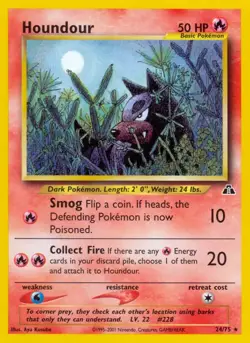 Houndour - 24/75 - Pokemon Neo Discovery Unlimited Rare Card WOTC LP - Image 1