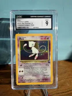 Mew #9 CGC Mint 9 2000 Pokemon Black Star Promo Pokemon League Holo Rare - Image 1