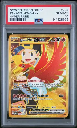 2025 POKEMON DRI EN-DESTINED RIVALS HYPER RARE #239 ETHAN'S HO-OH EX PSA 10 - Image 1