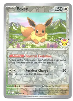 Eevee 074/131 Pikachu Stamp Promo Pokemon Day 2025 Prismatic Reverse Holo Card - Image 1