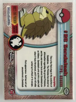 2000 Topps Chrome Pokemon Sandslash #28 Base Card - TV Animation Edition - Image 2