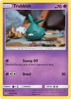Trubbish 50/145 Common Yuka Morii SM - Guardians Rising Pokemon Card - Image 1