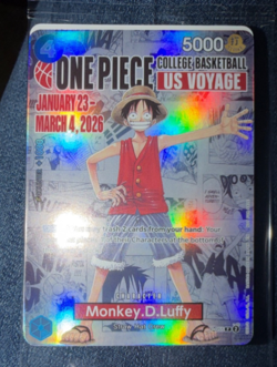 One Piece College Basketball US Voyage Monkey D. Luffy Card *IN HAND* - Image 1